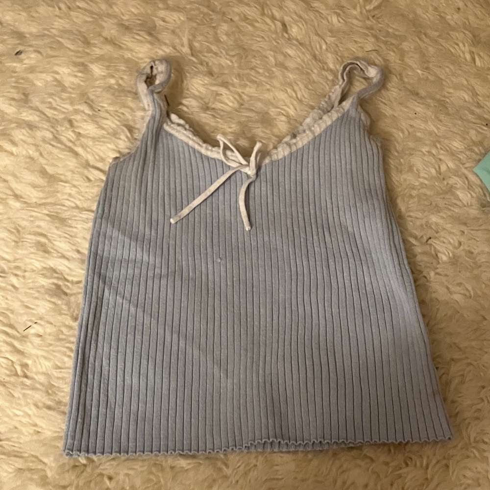 Women's Light Blue Ribbed Tank Top